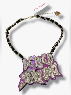 Rare Betsey Johnson Nameplate Logo Statement Necklace